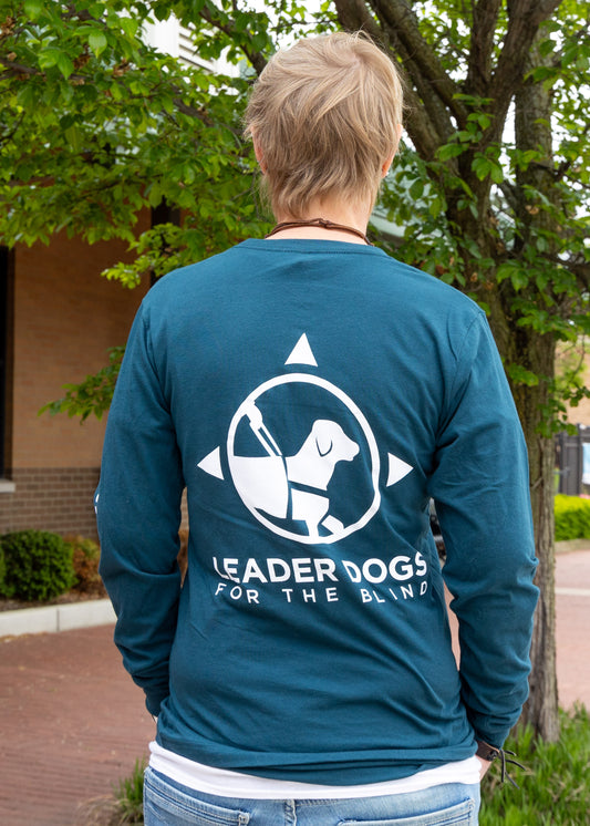 Braille Logo Tee - Long Sleeve, Atlantic Blue