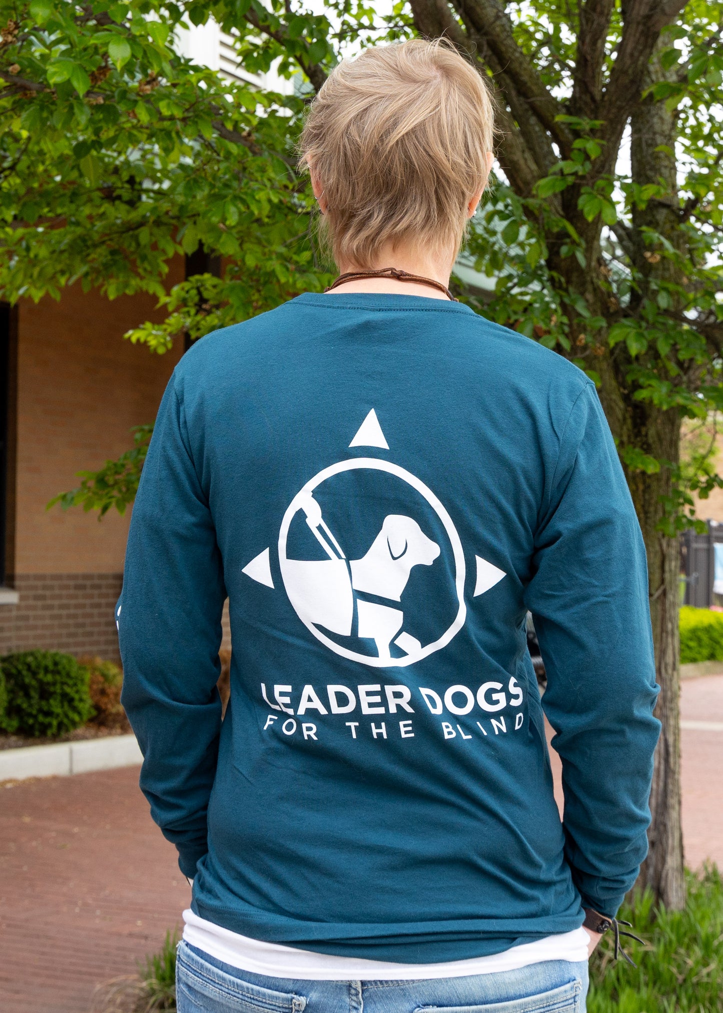 Braille Logo Tee - Long Sleeve, Atlantic Blue