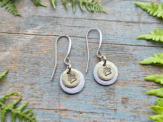 Paw Print Earrings, hand-stamped