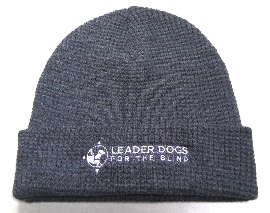 Winter Hat - LDB Logo, Grey Waffle Knit
